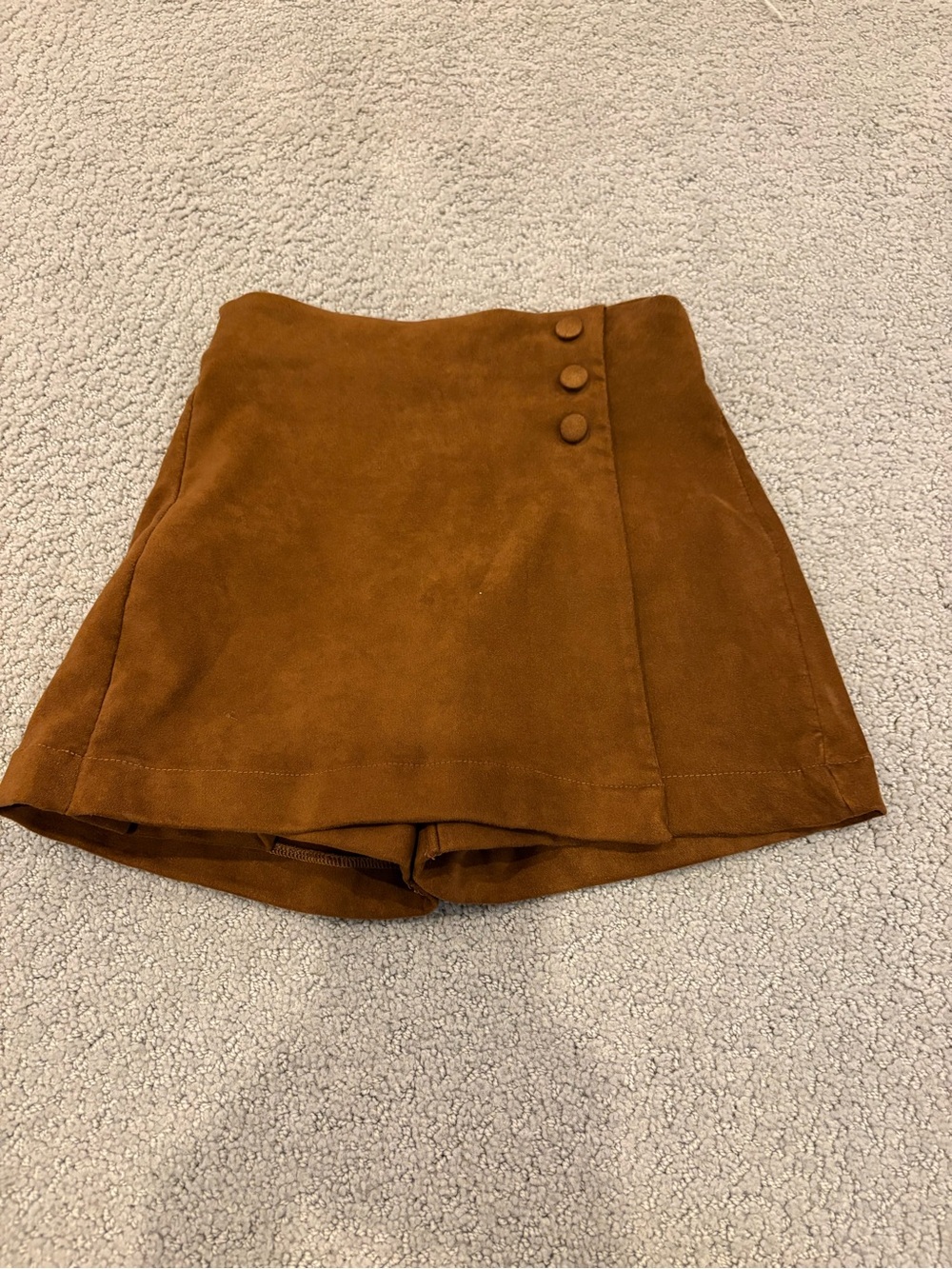 Zara Girls size 7, Brown Suede-Look Skort with Button Detail